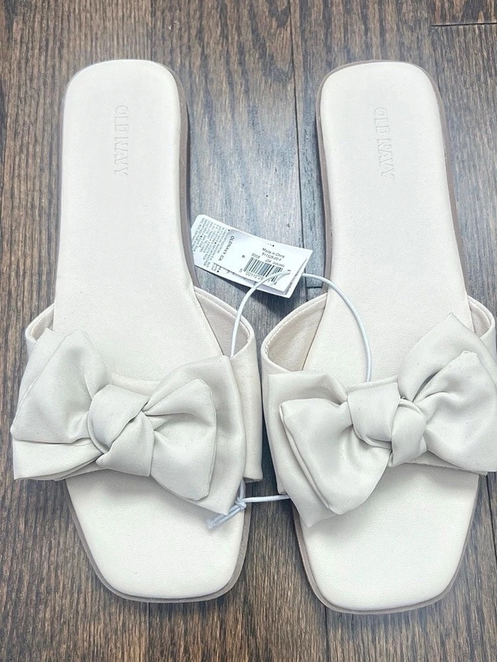 Old Navy Bow Slide Sandals in White NWT